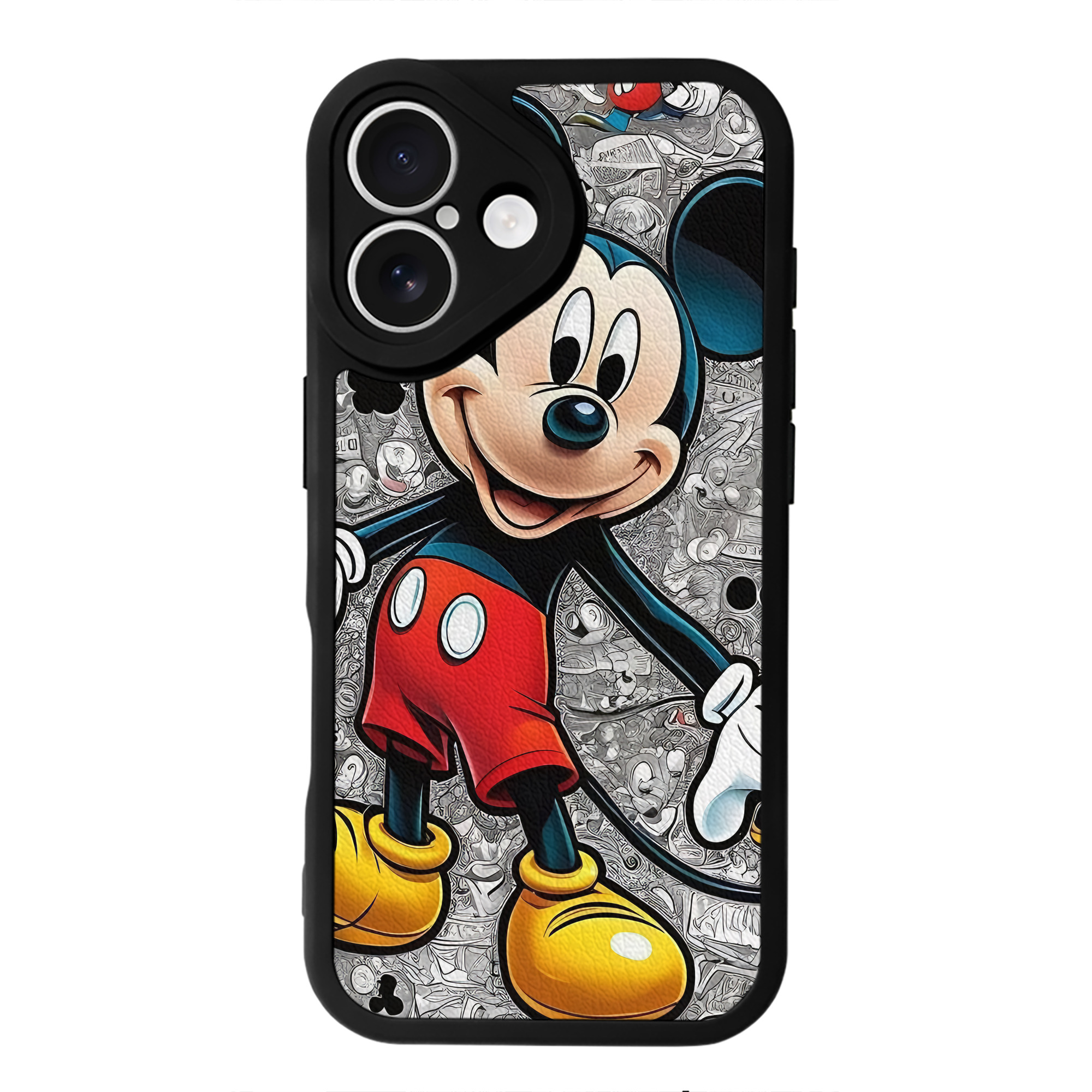 （画像用） ミッキーマウス Mickey Mouse 【iPhone 16シリーズ対応】シリコンスマホケース（レザー調） 材質：シリコン